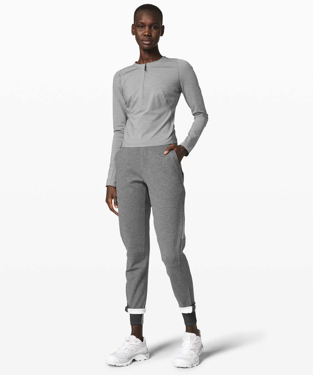 Lululemon Reykur Long Sleeve *lululemon lab - Heathered Core Medium Grey -  lulu fanatics