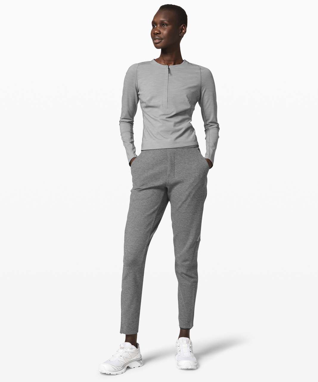 Lululemon Reykur Long Sleeve *lululemon lab - Heathered Core Medium Grey -  lulu fanatics