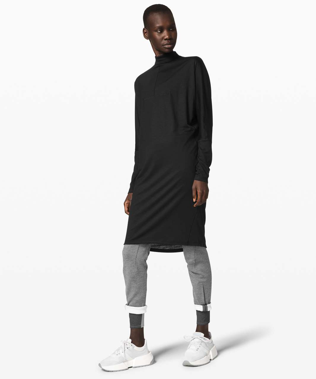 Lululemon Kitsilano Turtleneck Rib Dress - Heathered Black - lulu fanatics