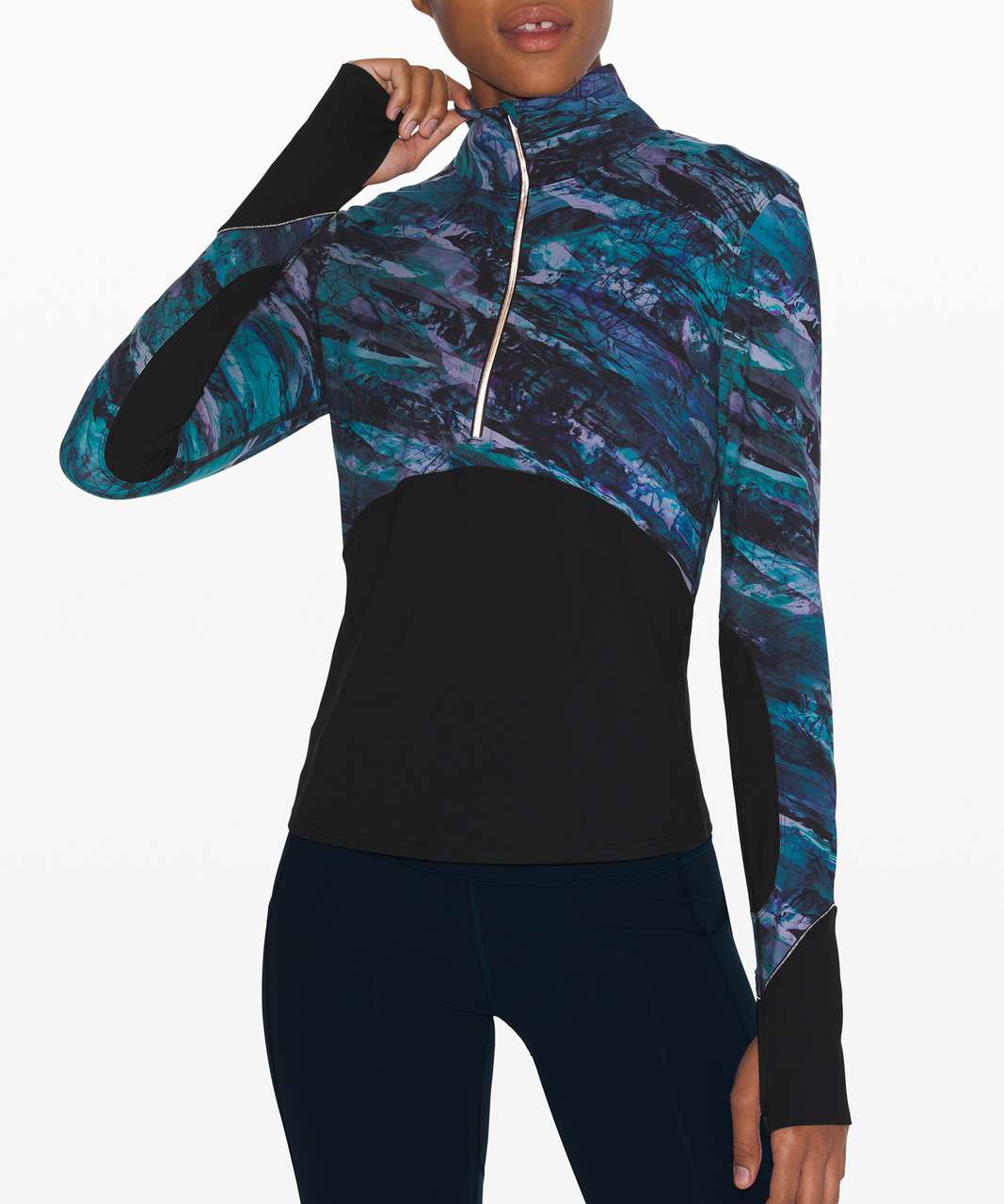 Lululemon New Route 1/2 Zip - Black / Frozen Island Multi