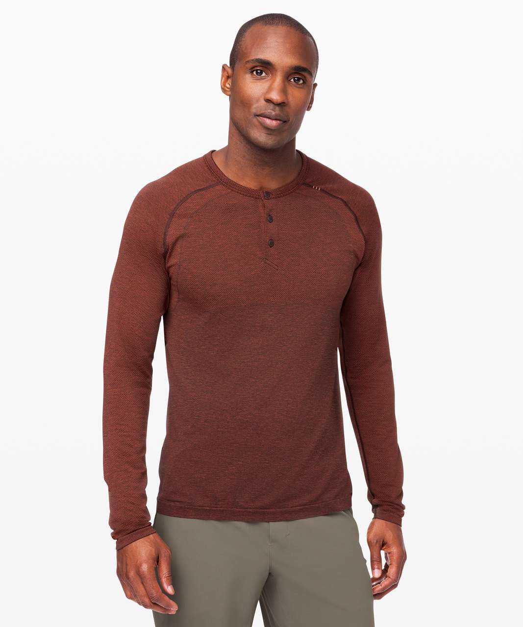 Lululemon Metal Vent Tech Long Sleeve Henley 2.0 - Magma / Sequoia