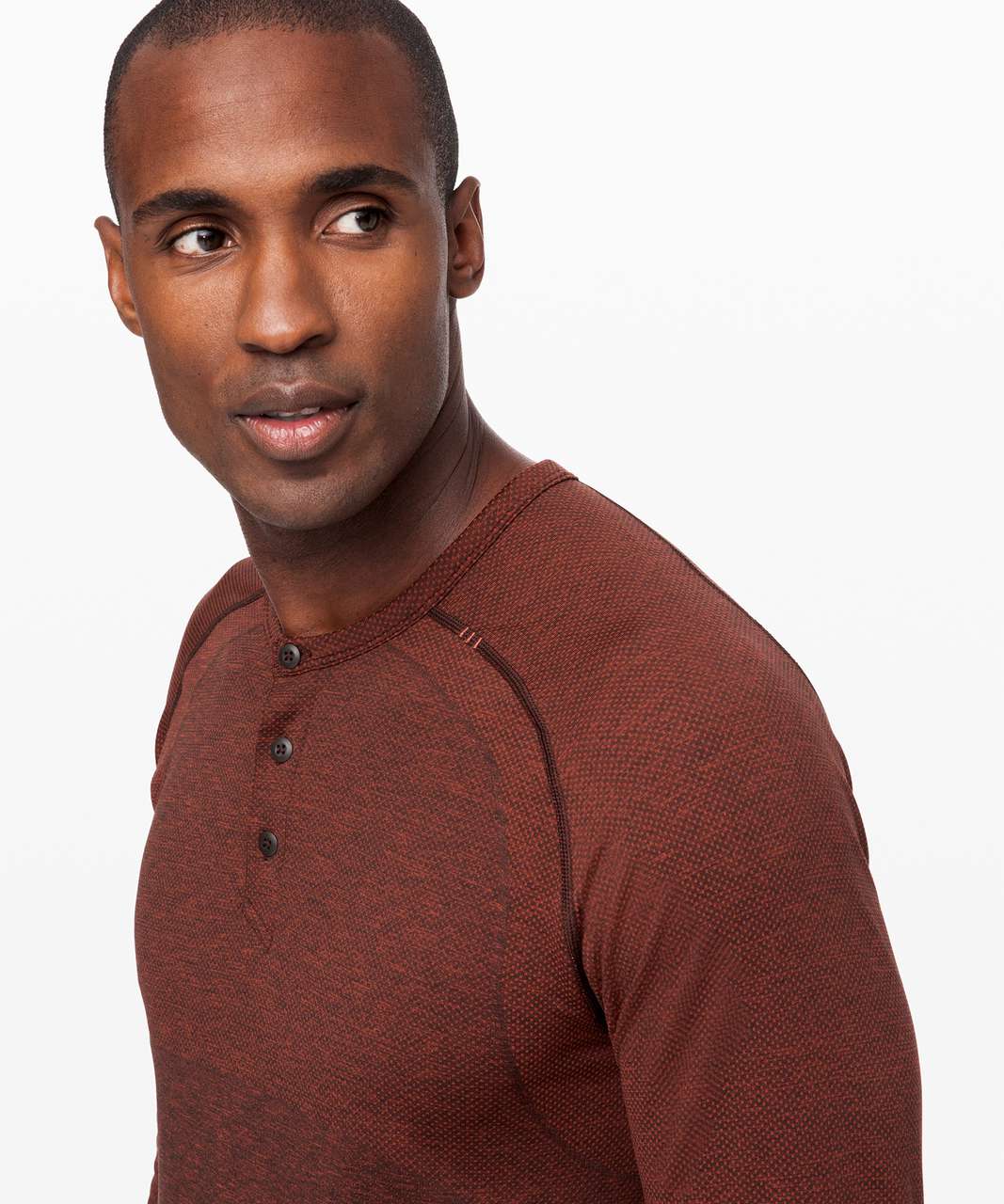 Lululemon Metal Vent Tech Long Sleeve Henley 2.0 - Magma / Sequoia