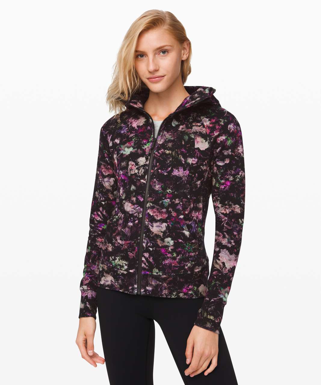 Lululemon Scuba Hoodie Cotton Dark Blue Velvet Roses Size Women's