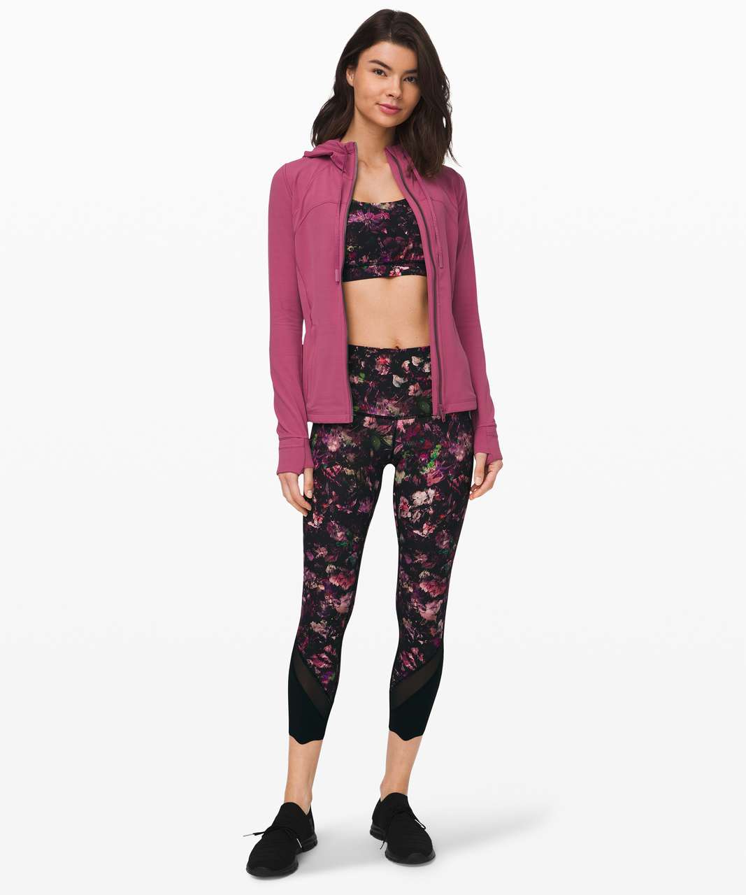 Lululemon Floral Shift Criss-Cross Black Purple Energy Sports Bra - Size 6  - $34 - From Jeneration