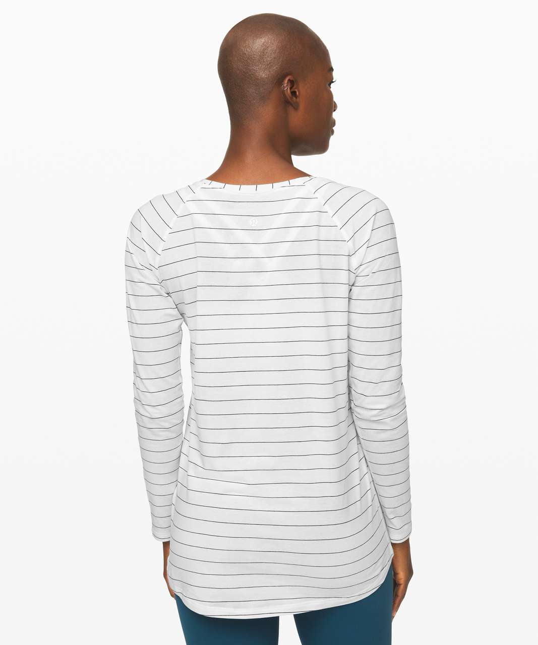 Lululemon Emerald Long Sleeve - Short Serve Stripe White Black