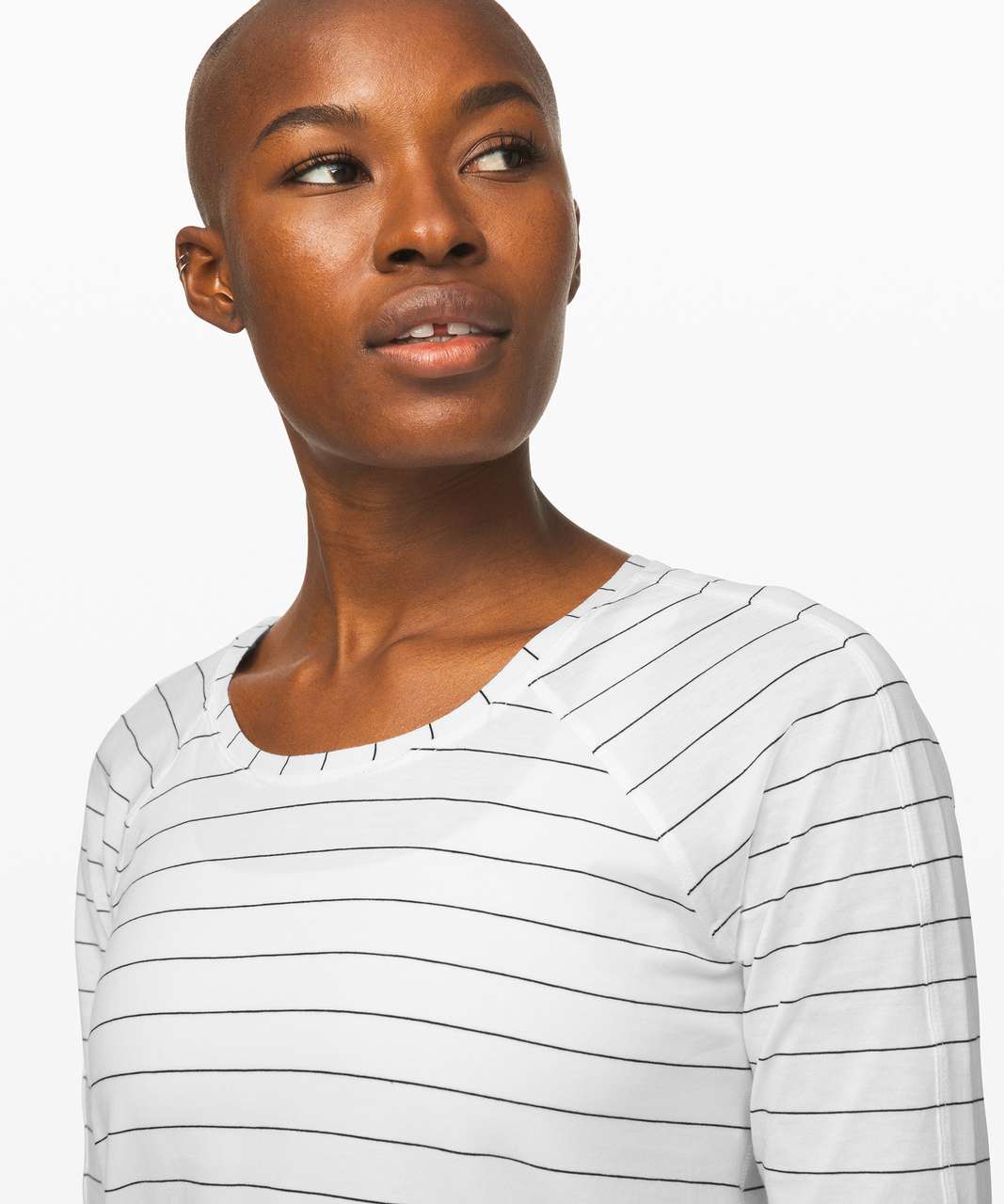 Lululemon Emerald Long Sleeve - Short Serve Stripe White Black