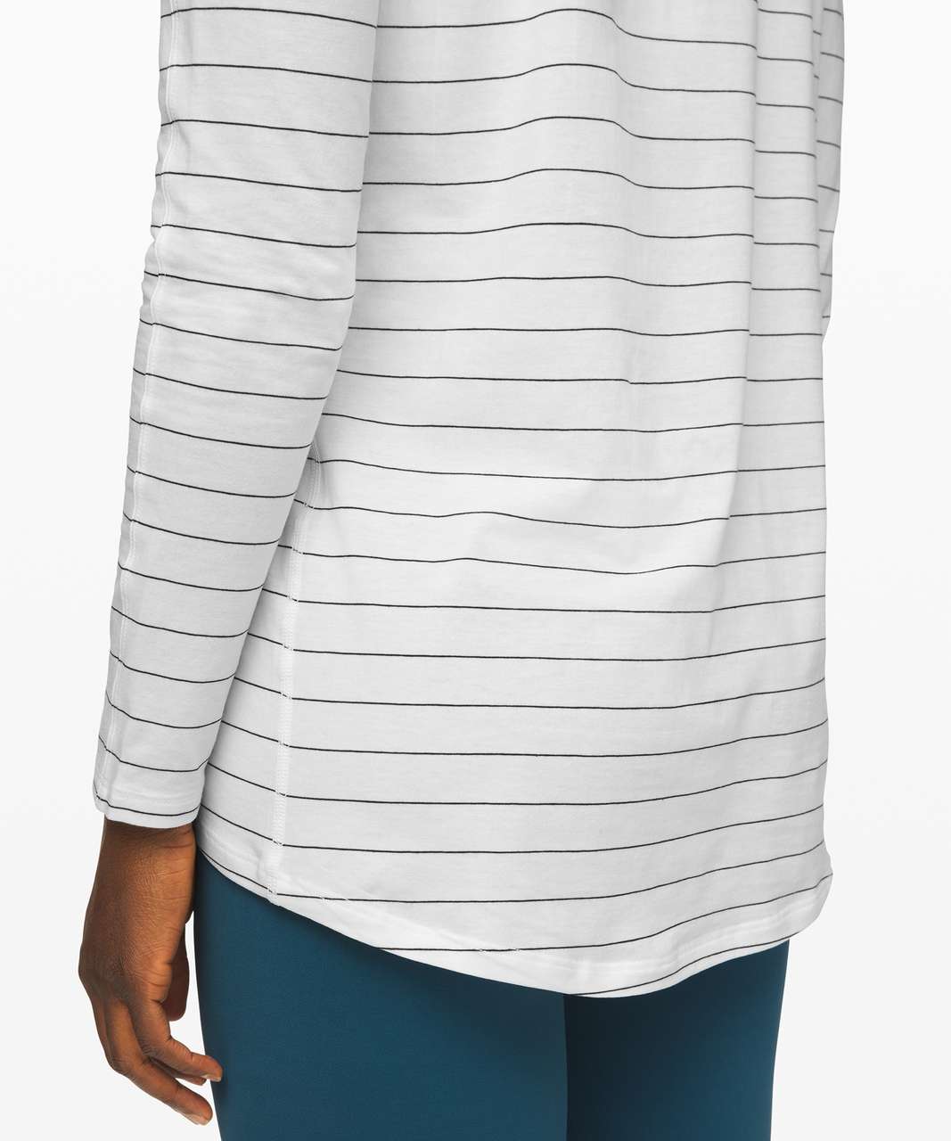 Lululemon Emerald Long Sleeve - Short Serve Stripe White Black