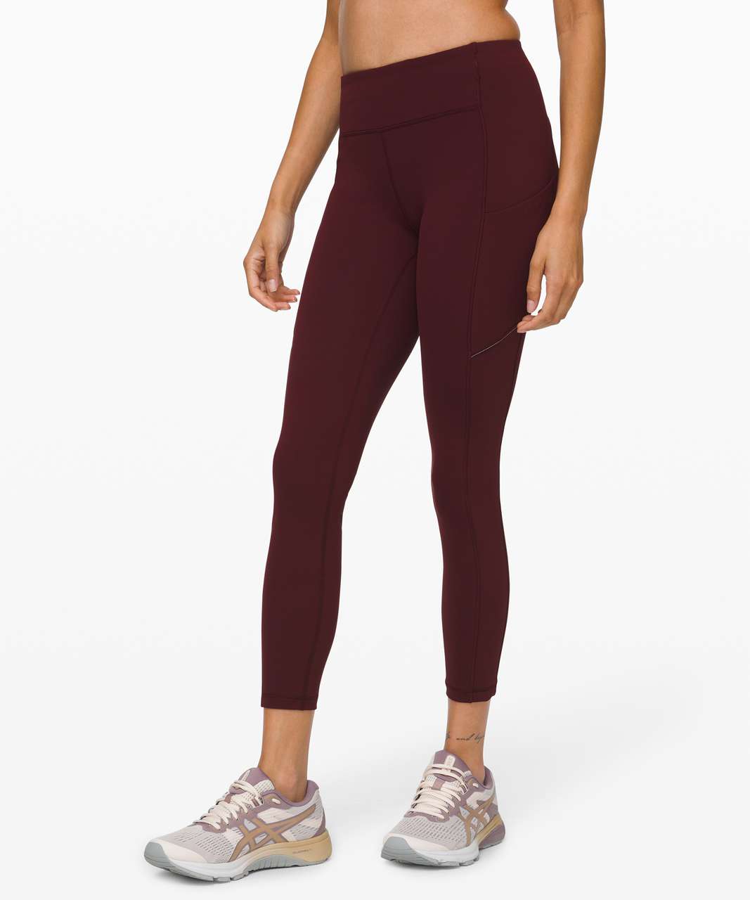 Lululemon speed up Legging side pockets ruched leg size 8 Maroon