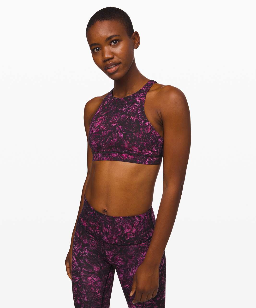 High Neck Sports Bra Purple