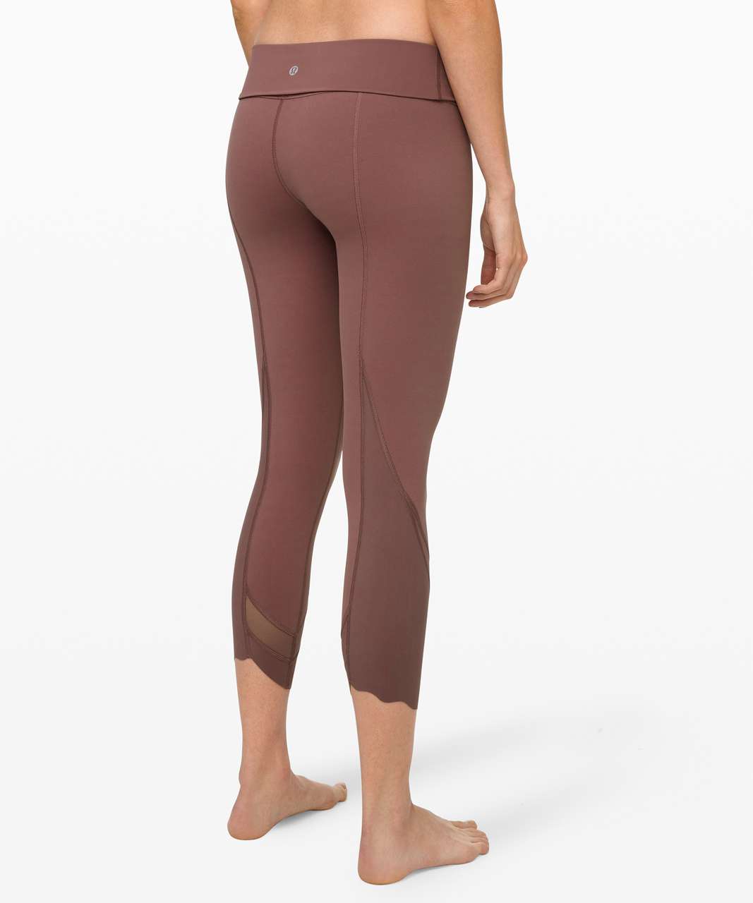 Lululemon Wunder Under Crop High-Rise *Roll Down Scallop Full-On Luxtreme  24 - Antique Bark - lulu fanatics