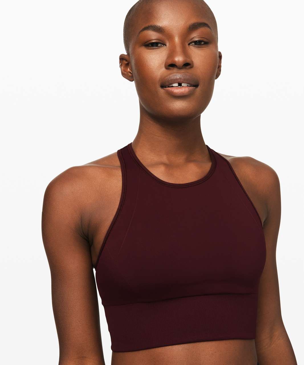 LULULEMON Ebb to Train Racer Back Longline Sports Bra Garnet Burgundy  Maroon 10