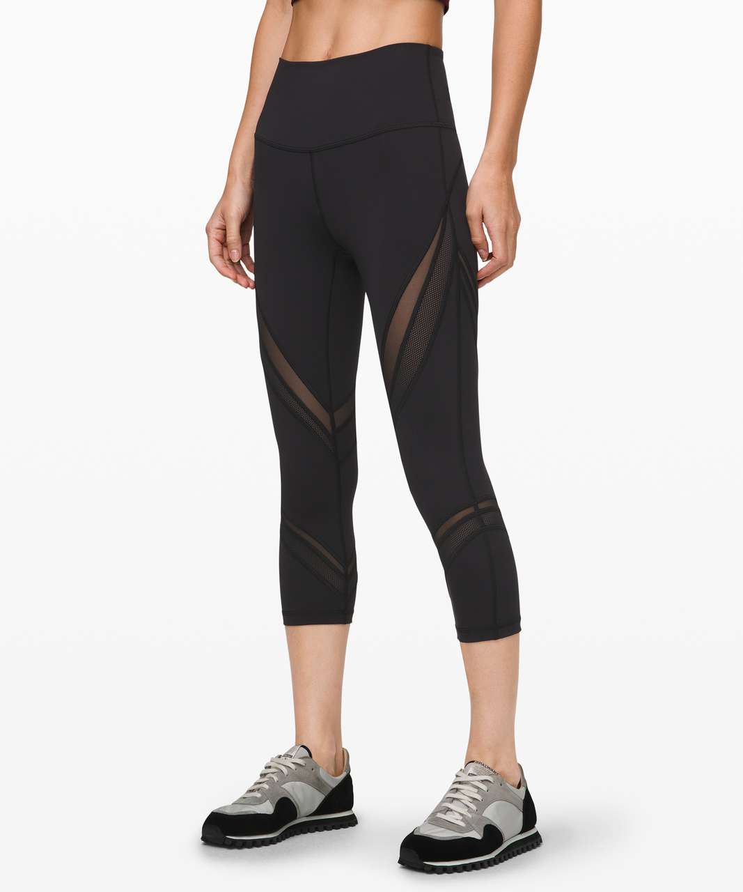 Lululemon high rise crops with see-through mesh