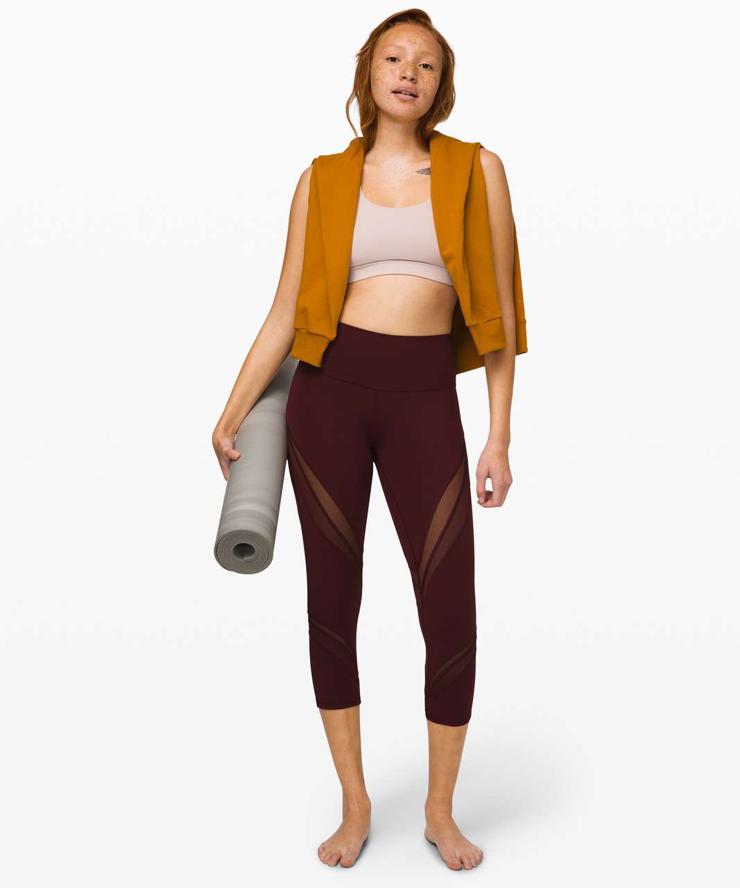 Lululemon Wunder Under High-Rise Crop 21" *Mesh - Garnet