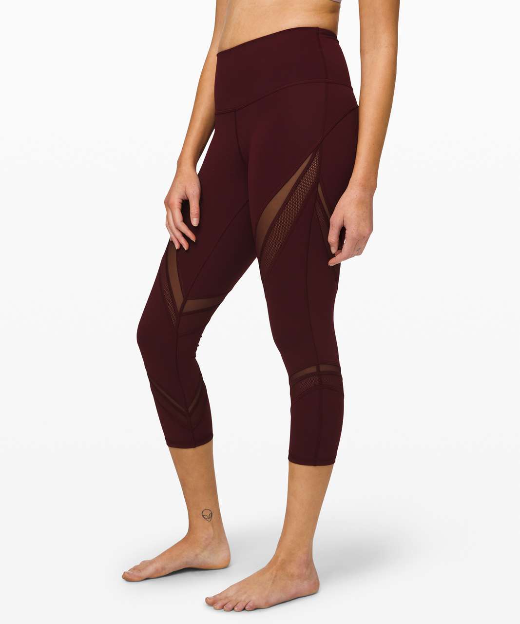 Lululemon Nulu Mesh Panels High-Rise Crop 21 - Mulled Wine - lulu fanatics