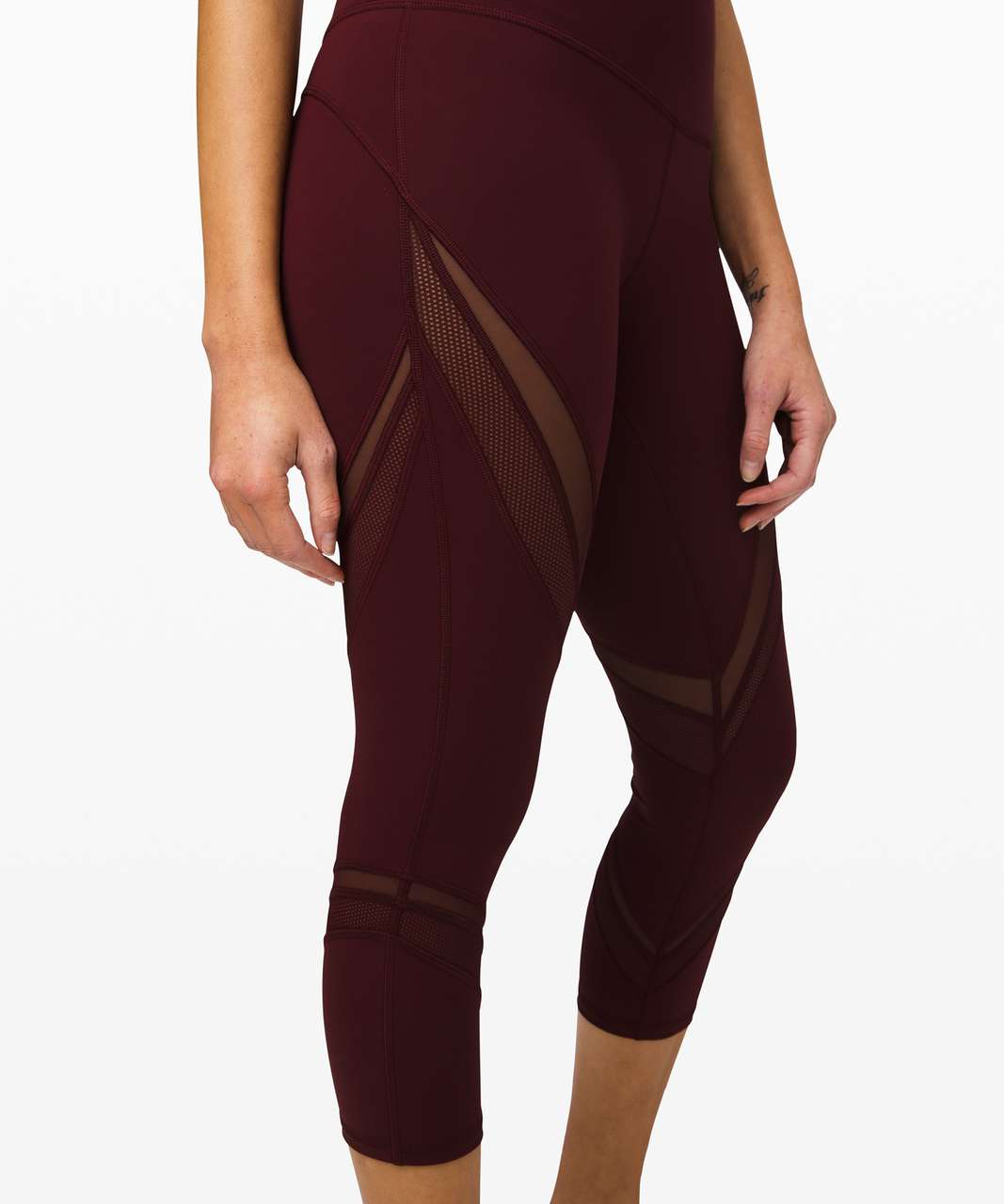 Lululemon Wunder Under High-Rise Crop 21 *Mesh - Garnet - lulu fanatics