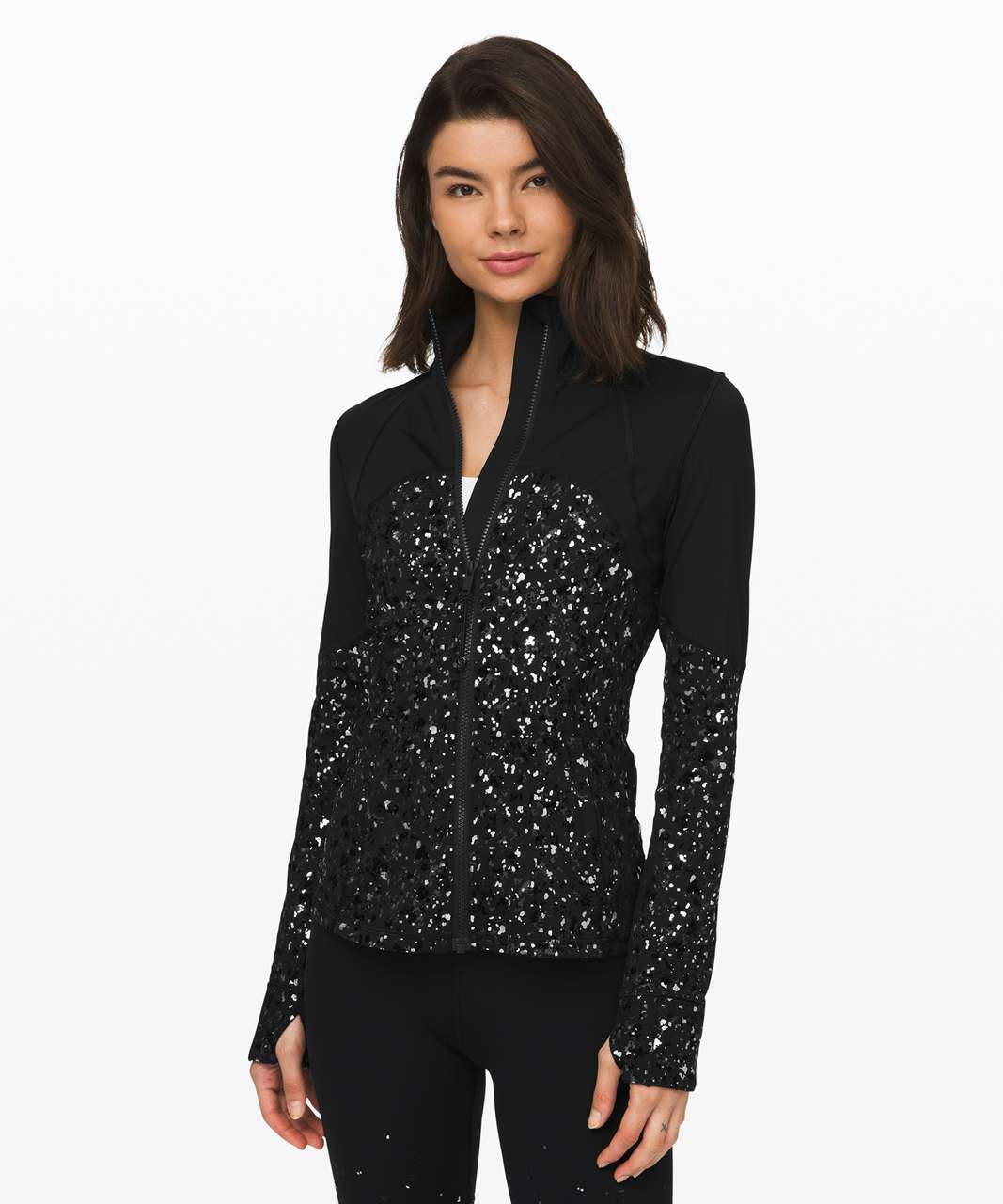 Black Speckle Zip Through Jacket