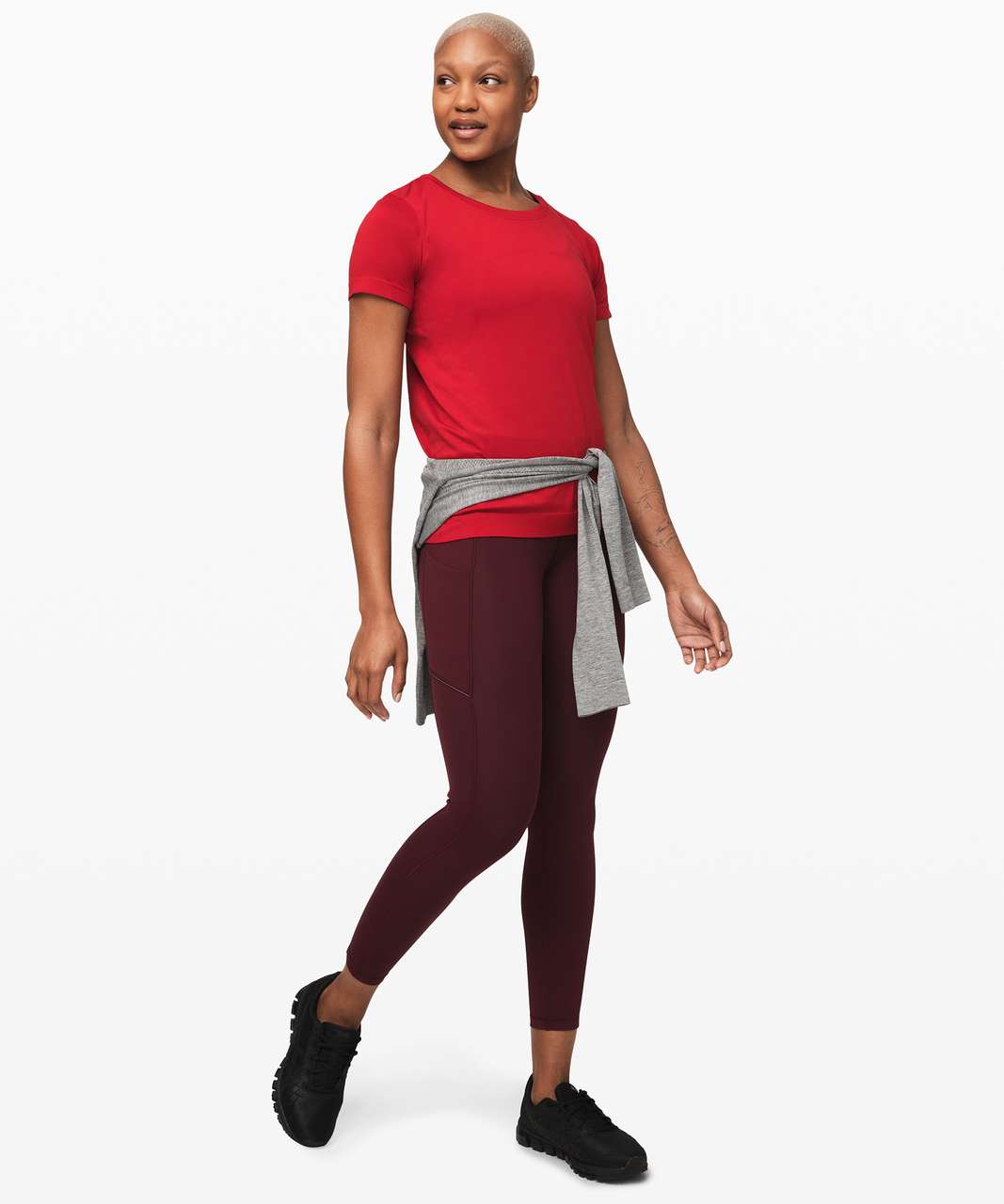 Lululemon Swiftly Tech Short Sleeve Crew *Lunar New Year - Dark Red / Dark  Red - lulu fanatics