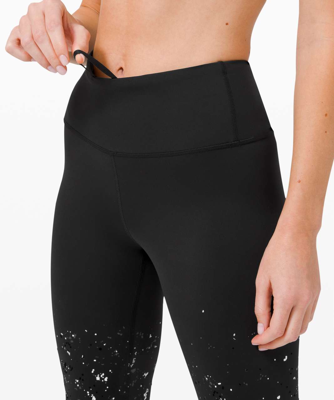 Lululemon Speed Wunder Mid Rise Crop 23 *Speckle Shine - Black / Deep Coal  / Silver - lulu fanatics