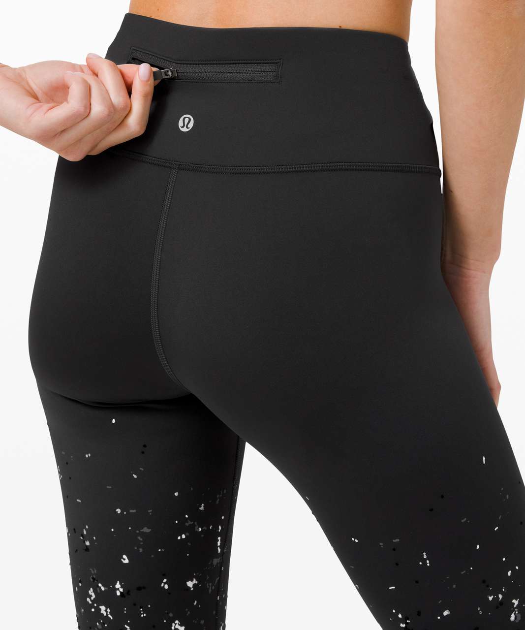 Lululemon Speed Wunder Mid Rise Crop 23" *Speckle Shine - Black / Deep Coal / Silver