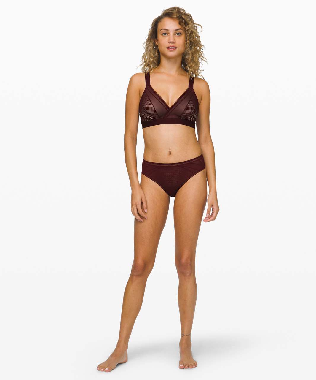 Lululemon Awake to Lace Bra - Garnet / Barely Beige - lulu fanatics