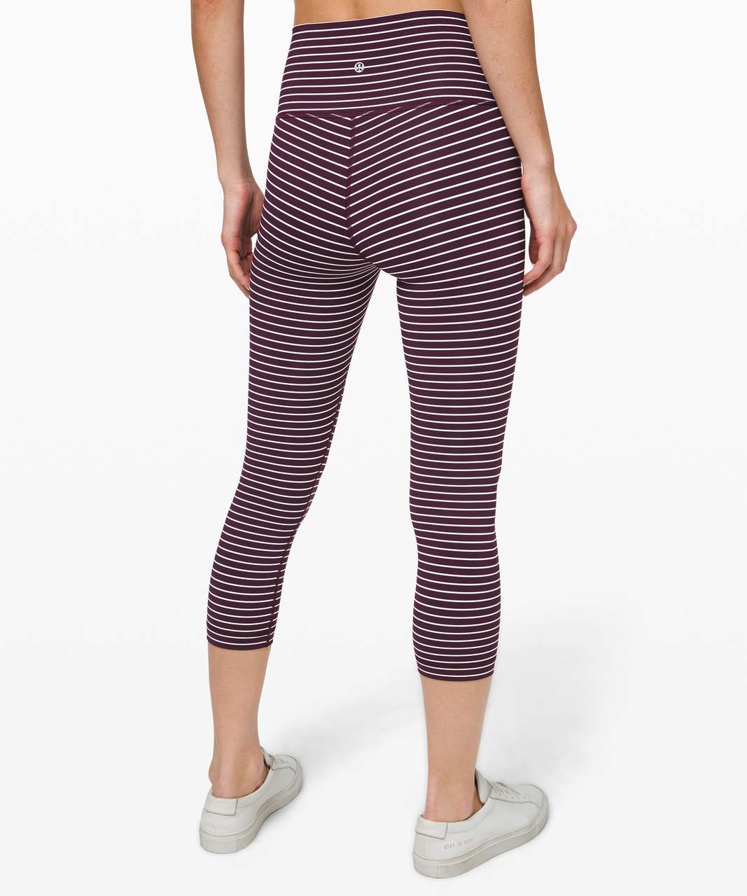 Lululemon Wunder Under Crop II - Narrow Bold Stripe Black Angel Wing /  Grapefruit - lulu fanatics