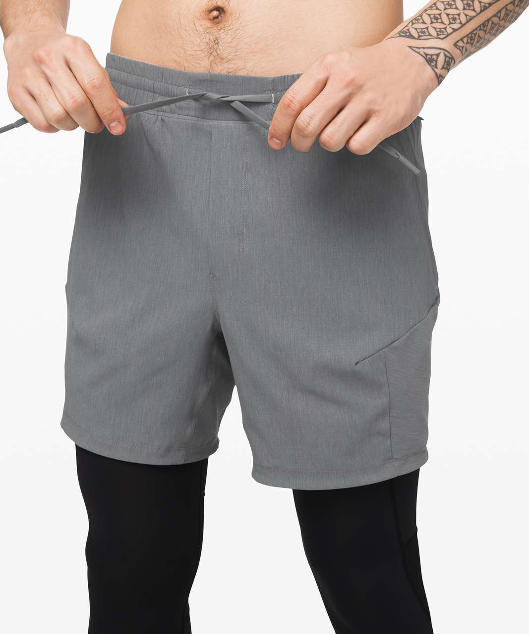 Lululemon Active Expert Short Tight 6" - Heathered Asphalt Grey / Black