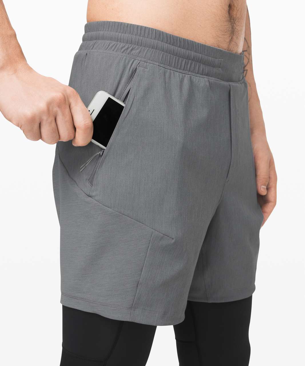 Lululemon Active Expert Short Tight 6" - Heathered Asphalt Grey / Black