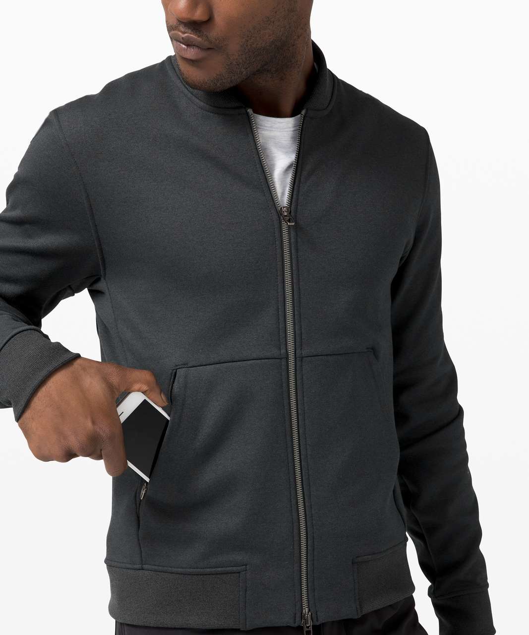 Lululemon City Sweat Bomber *Fleece - Heathered Obsidian - lulu fanatics