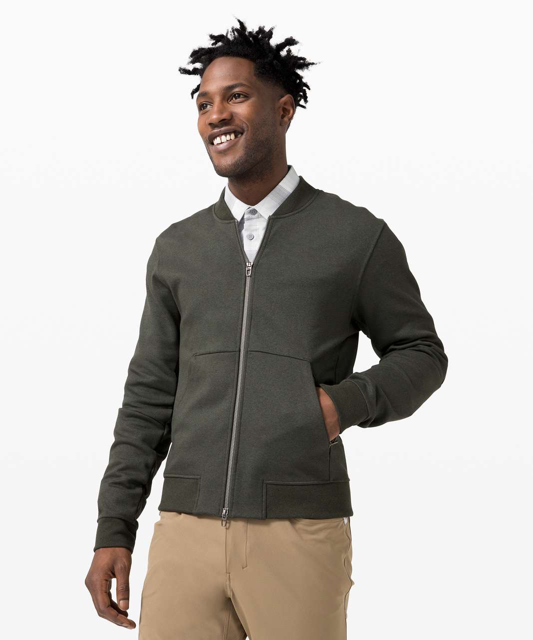 Lululemon City Sweat Bomber *Fleece - Heathered Dark Olive