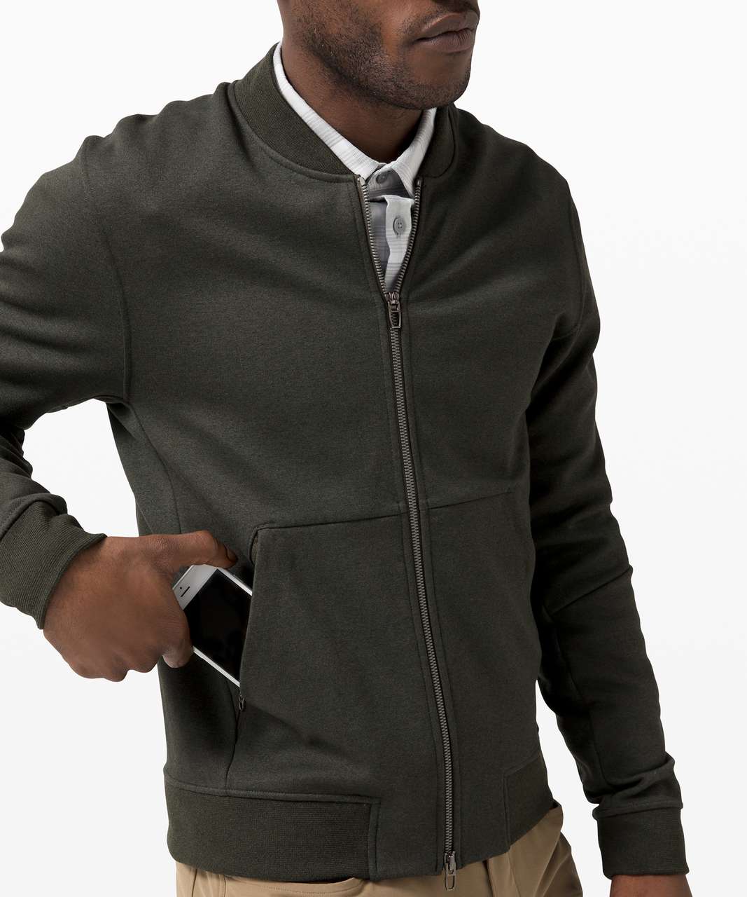 Lululemon City Sweat Bomber *Fleece - Heathered Dark Olive