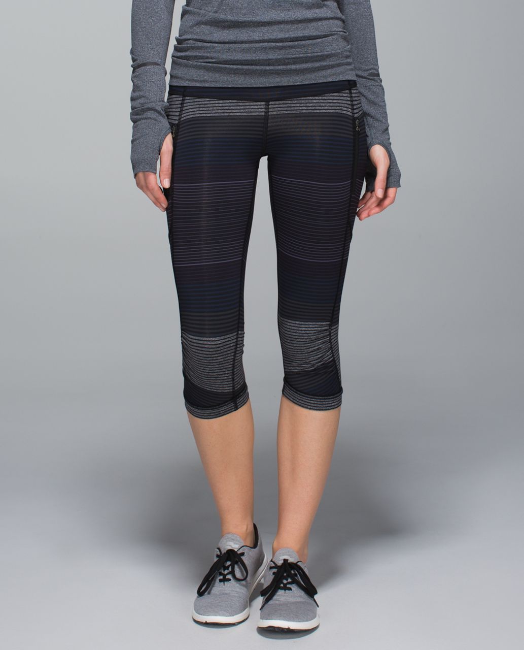 Lululemon Passion Crop II - Om Stripe Black Multi / Black