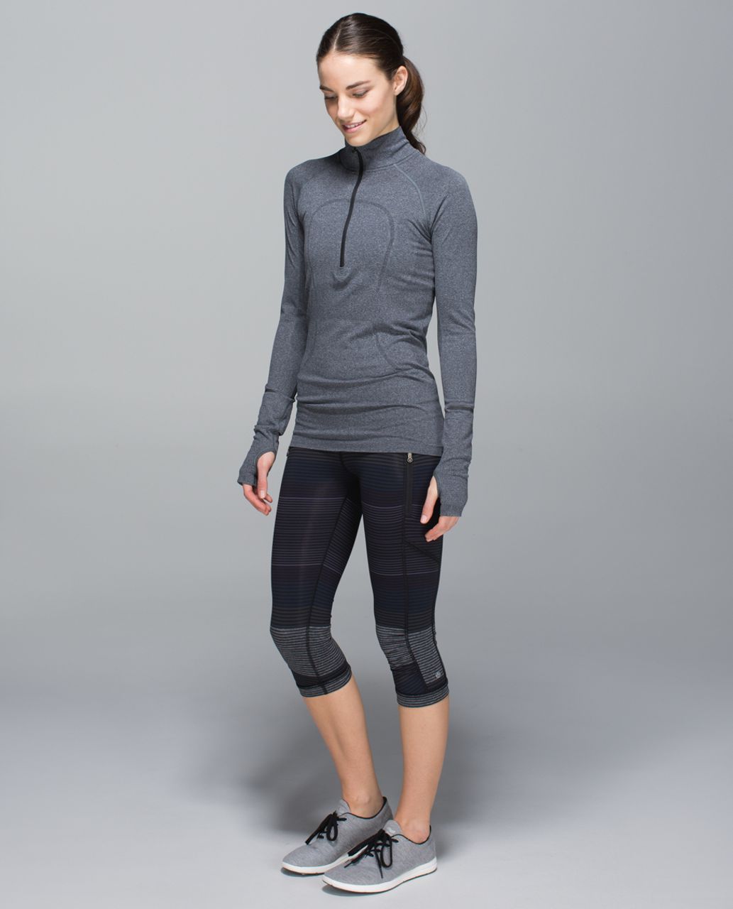 Lululemon Passion Crop II - Om Stripe Black Multi / Black