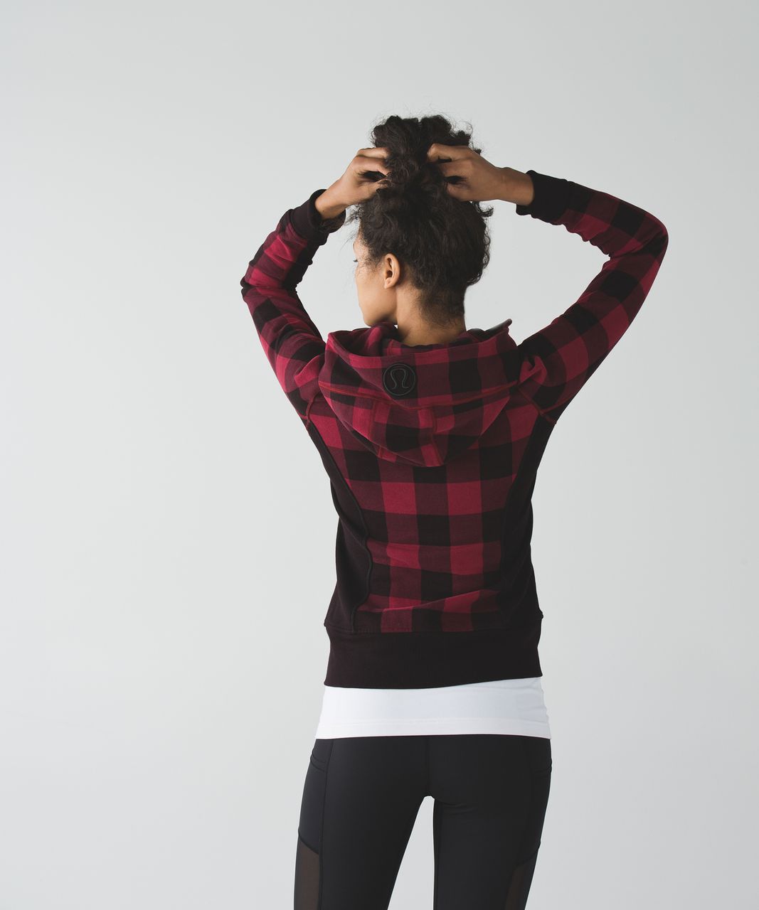 Lululemon Scuba Hoodie II - Mini Camp Check Printed Heathered Cranberry  Black / Cranberry / Black - lulu fanatics