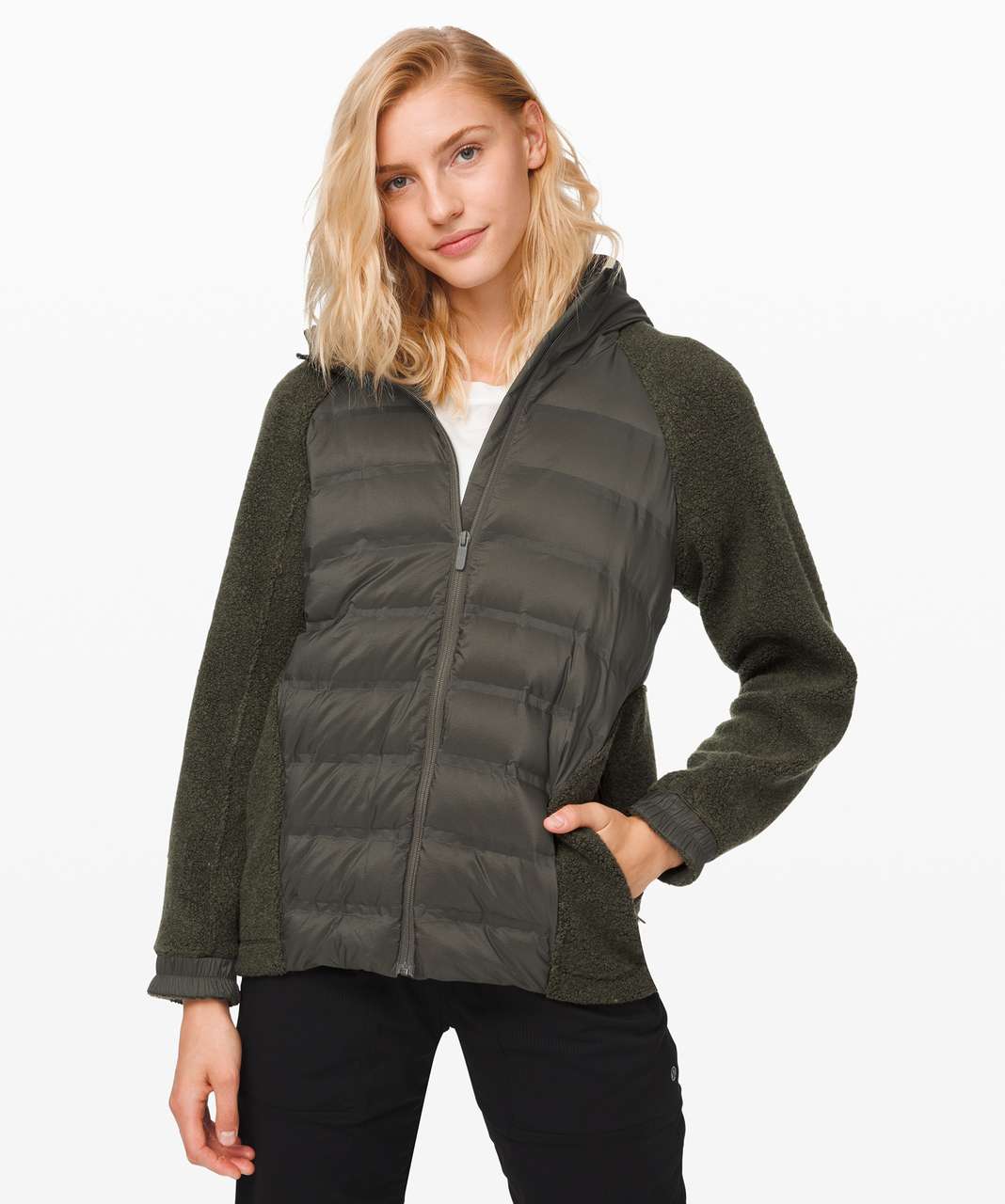 Lululemon Go Cozy Insulated Jacket - Heathered Dark Olive / Dark Olive