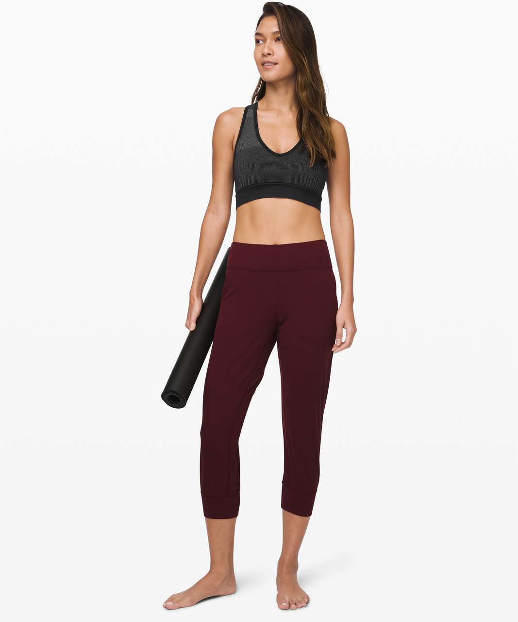 LULULEMON Ebb to Train Racer Back Longline Sports Bra Garnet Burgundy  Maroon 10