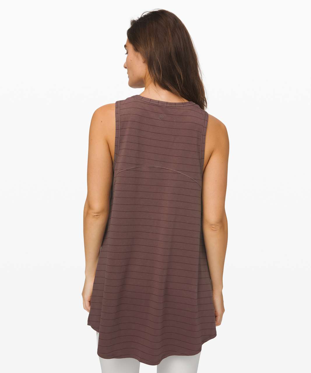 Lululemon Long for Length Tank - Short Serve Stripe Antique Bark Garnet