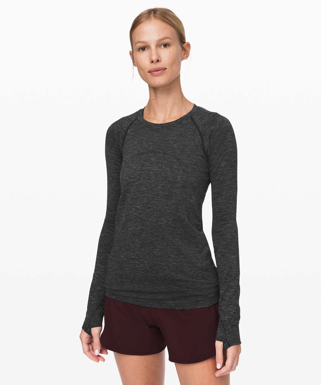 Lululemon Swiftly Speed Long Sleeve - Black / Deep Coal / White ...