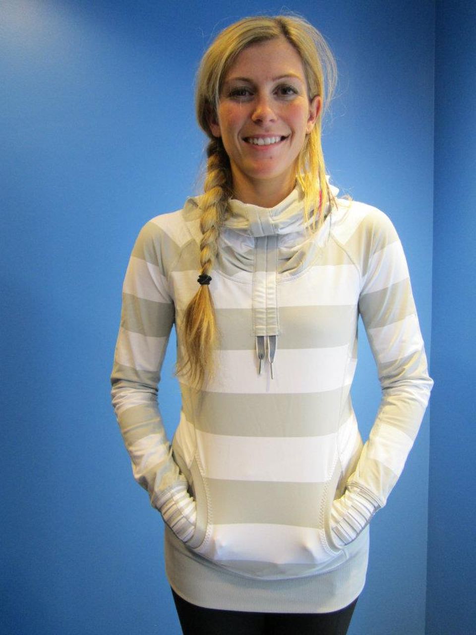 Lululemon Run:  Stay On Course Pullover - Silver Spoon White Bold Stripe /  Silver Spoon /  Silver Spoon White Narrow Bold Multi Se