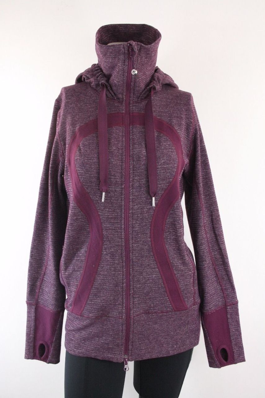 lululemon athletica, Jackets & Coats, Lululemon In Stride Jacket Full Zip  Dewberry Microstripe Womens Size 8 Purple