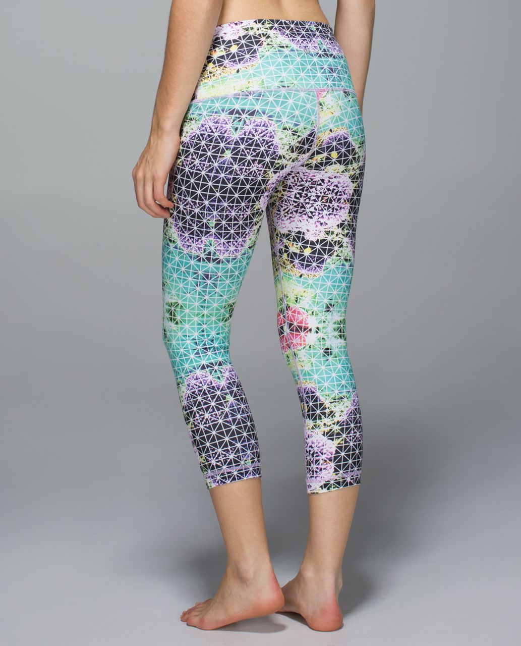 Lululemon Wunder Under Crop II *Full-On Luon (Roll Down) - Paradise Grid Very Green Multi