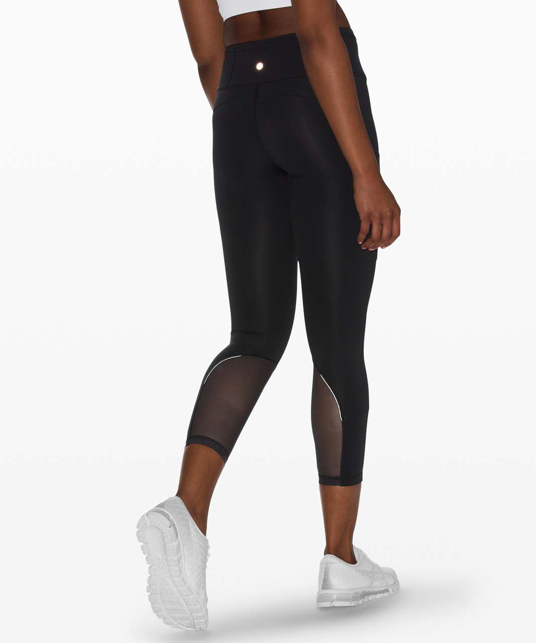 Lululemon Fast and Free Crop 23" *Mesh - Black / Incognito Camo Emboss Rotated Black