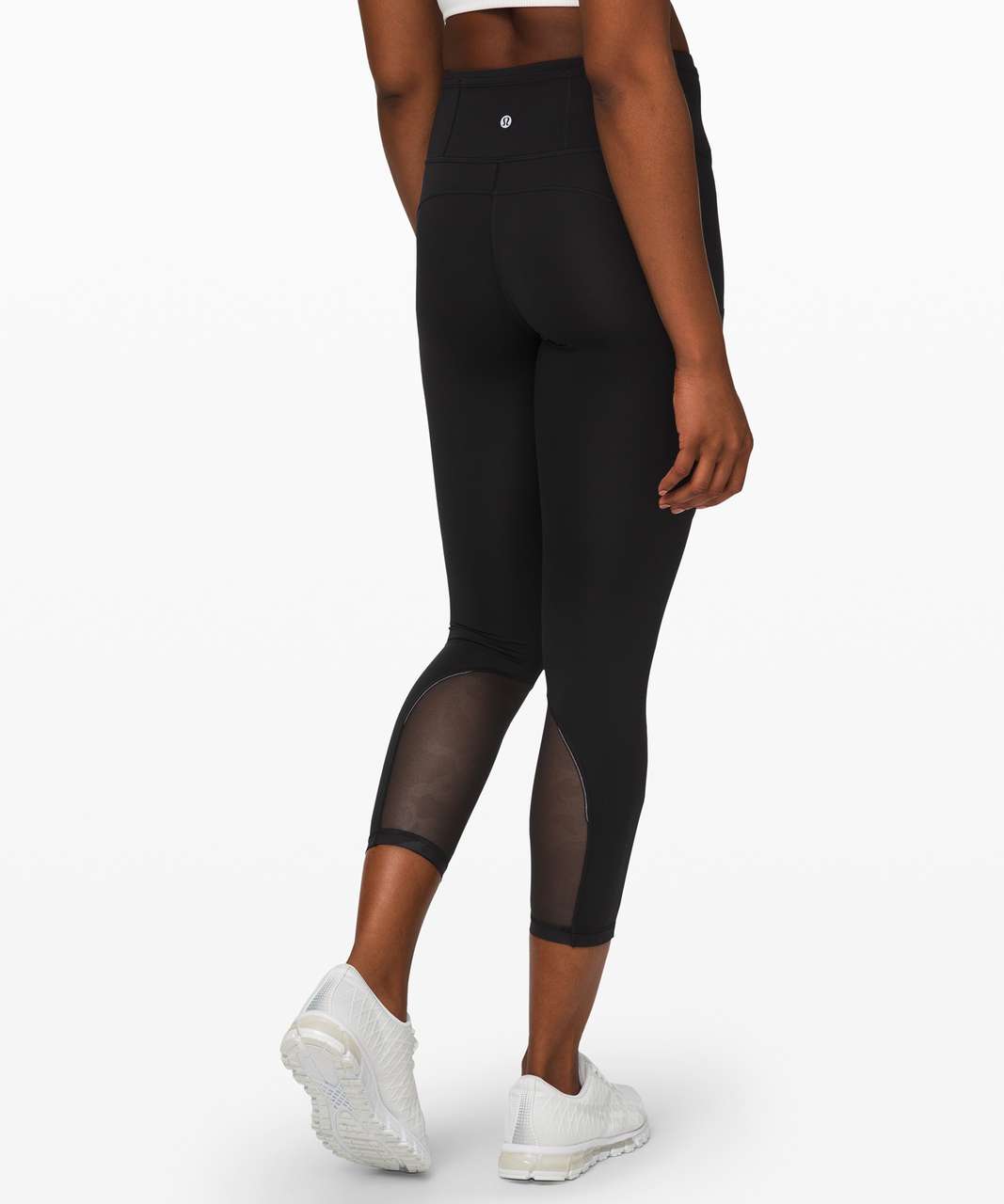 Lululemon Fast and Free Crop 23" *Mesh - Black / Incognito Camo Emboss Rotated Black