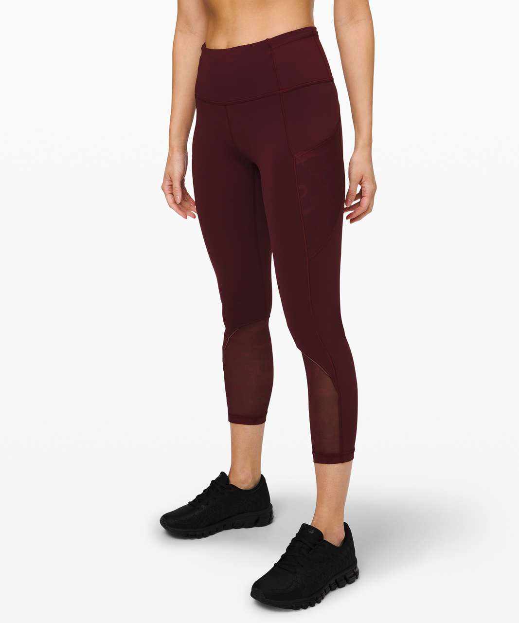 Lululemon Fast and Free Crop 23 *Mesh - Garnet / Incognito Camo