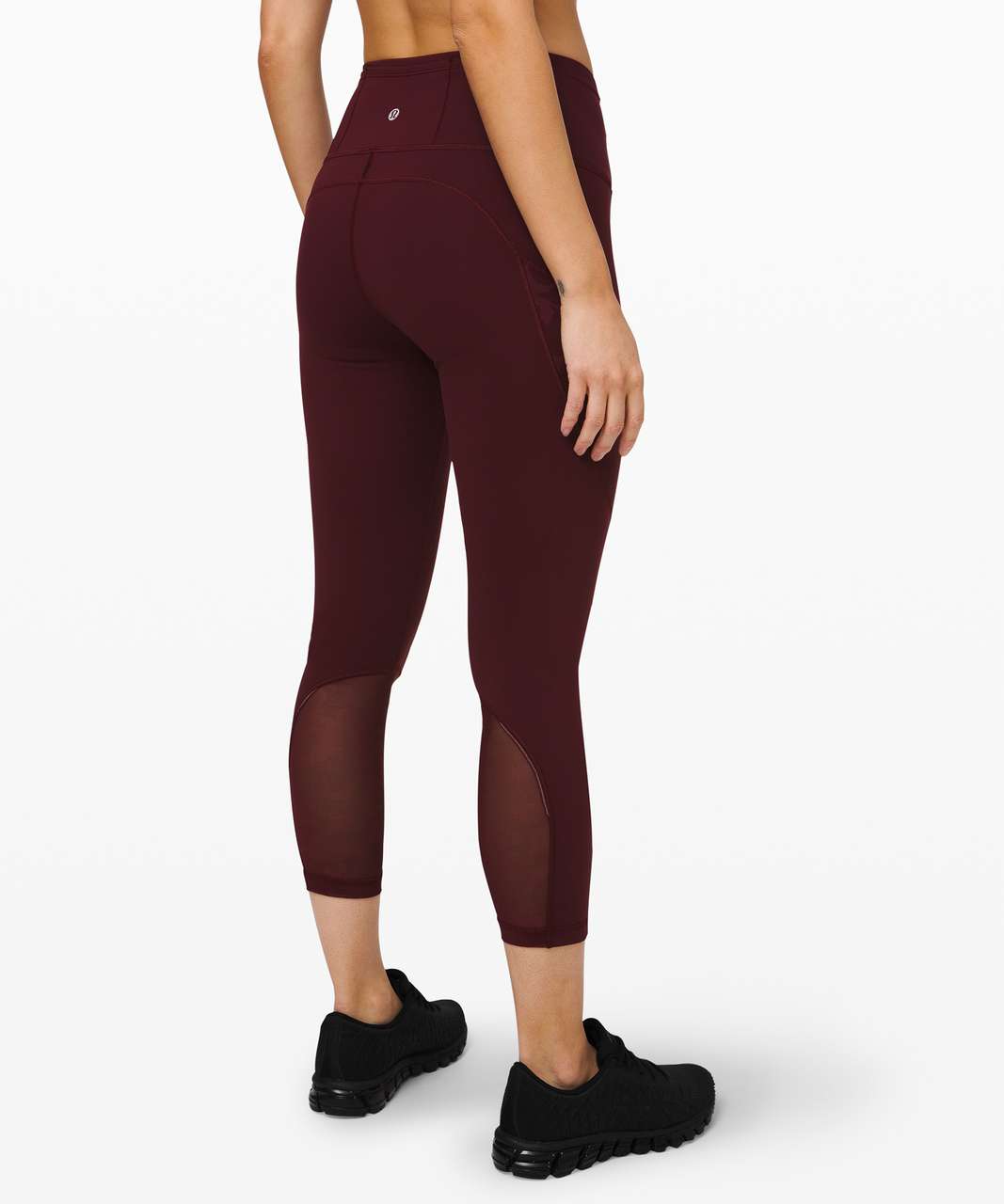 Lululemon Fast Free HR Crop Nulux 19 Pants Leggings Garnet Burgundy Run 2