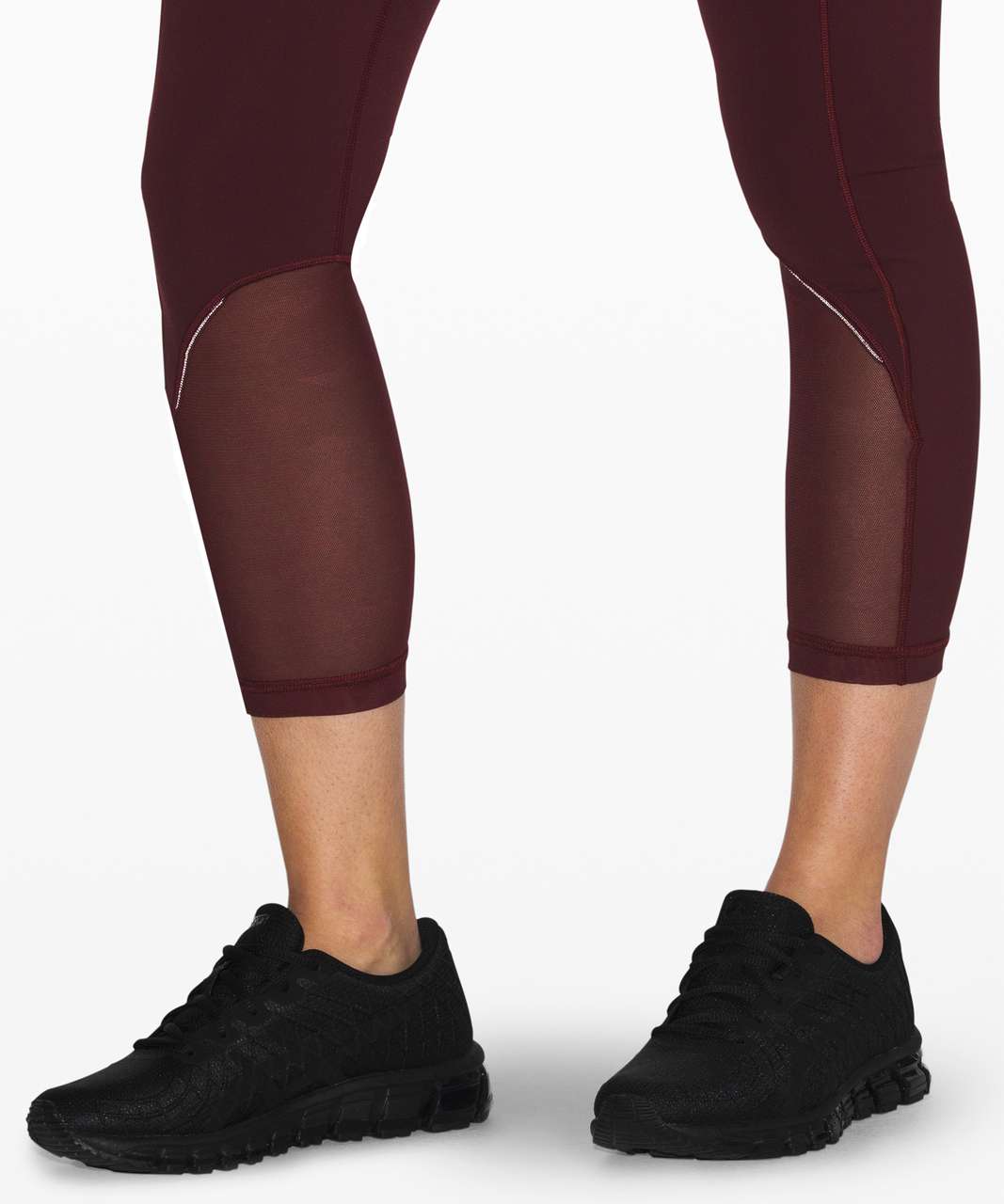 Lululemon Fast and Free Crop 23" *Mesh - Garnet / Incognito Camo Emboss Rotated Garnet