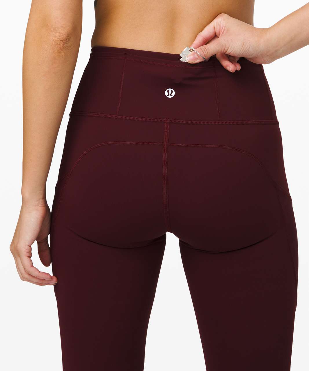 Lululemon Fast and Free Crop 23" *Mesh - Garnet / Incognito Camo Emboss Rotated Garnet