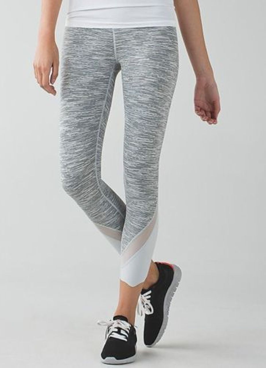 Lululemon Wunder Under Crop II (Roll Down Mesh) - Wee Are From Space Silver Spoon / Silver Spoon