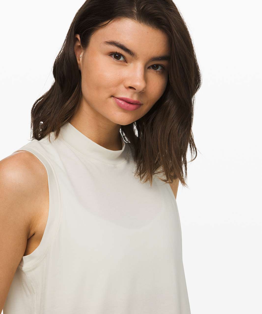 Lululemon Seeking Soft Mock Neck Tank - Heathered Light Ivory