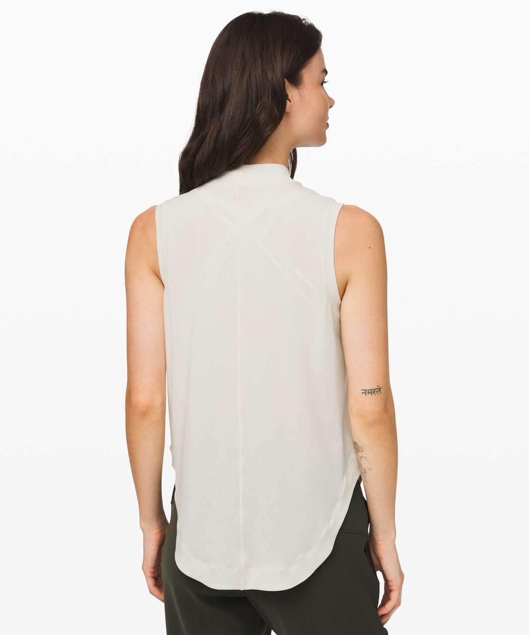 Lululemon Seeking Soft Mock Neck Tank - Heathered Light Ivory