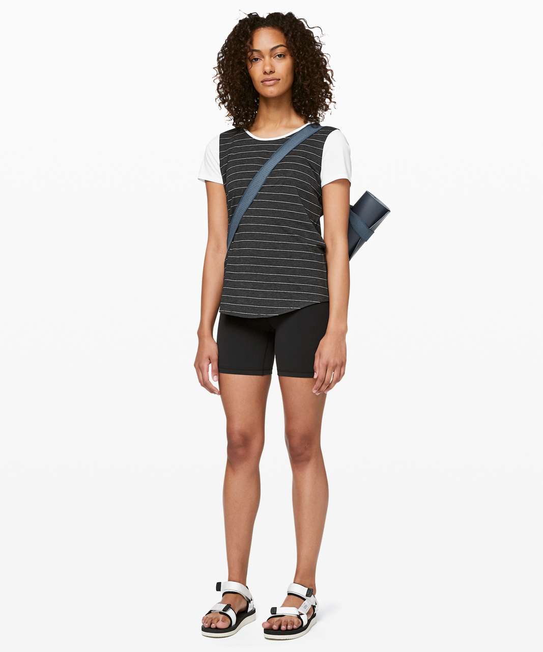 Lululemon Love Crew III - Short Serve Stripe Heathered Black White / White